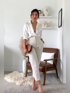 Zara Modern High Rise White Pants SZ38(6) Like New
